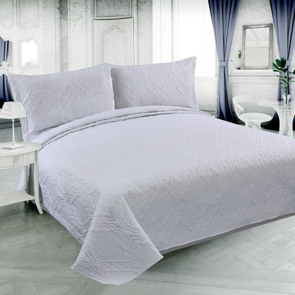 3 pc Quilt Set Coverlet Bedspread 2 Pillowcase 1 Quilt Light Weight New